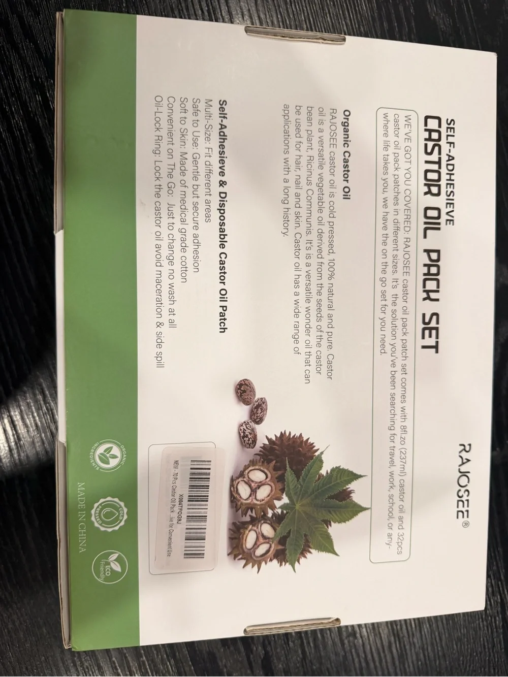 Rajosee Organic Castor Oil with Beige Reusable Pads